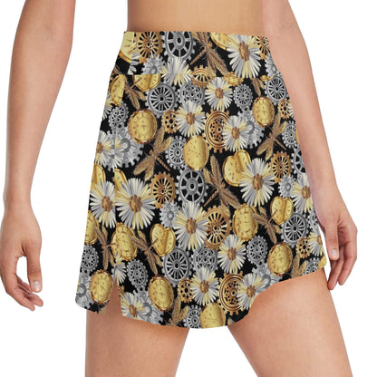 Steampunk Dragonfly Print Design LKS302 17" Golf & Pickleball Skort with Pockets