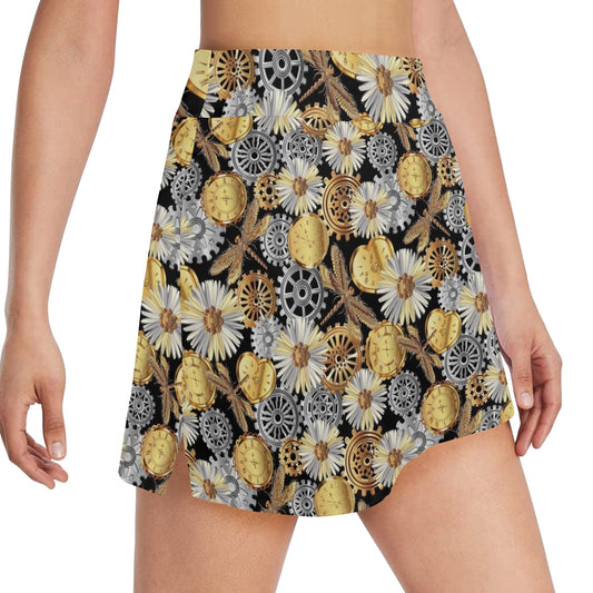 Steampunk Dragonfly Print Design LKS302 17" Golf & Pickleball Skort with Pockets