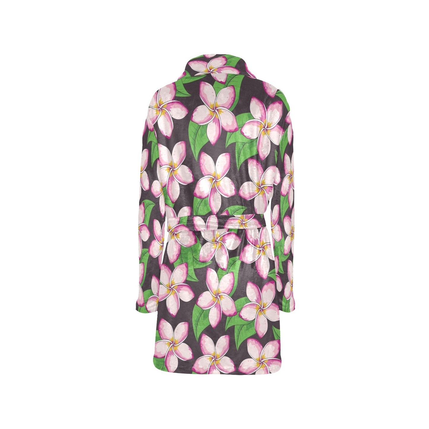 Pink Plumeria Pattern Print Design PM019 Women's Fleece Robe