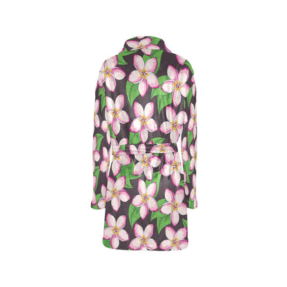 Pink Plumeria Pattern Print Design PM019 Women's Fleece Robe