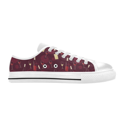 Wine Themed Print Design LKS302 Women's White Low Top Shoes