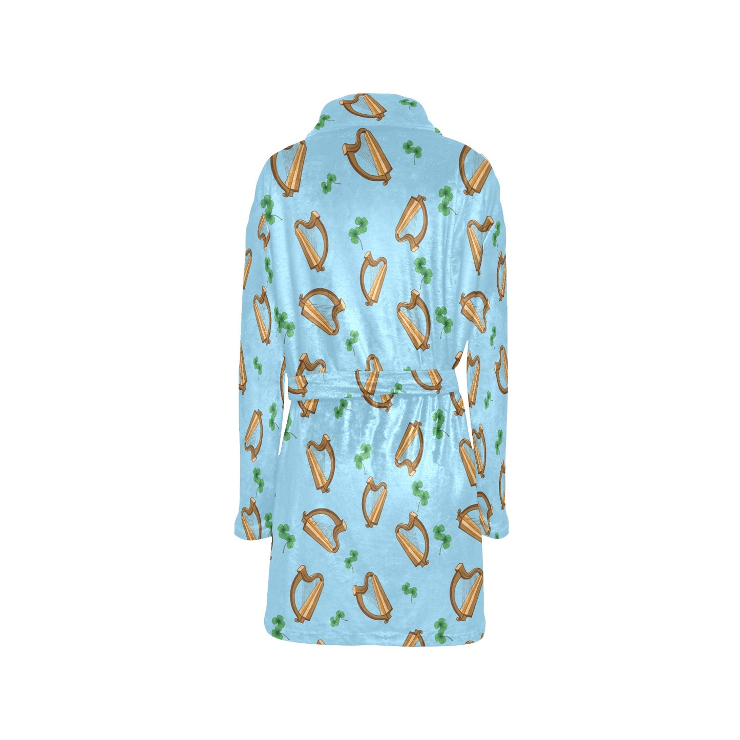Harp Pattern Print Design 01 Women's Fleece Robe