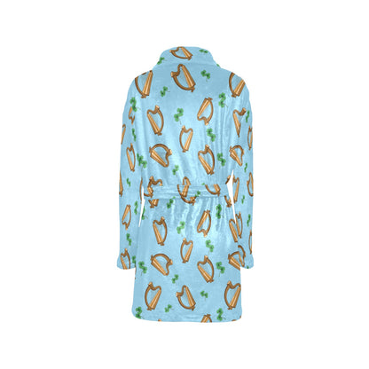 Harp Pattern Print Design 01 Women's Fleece Robe