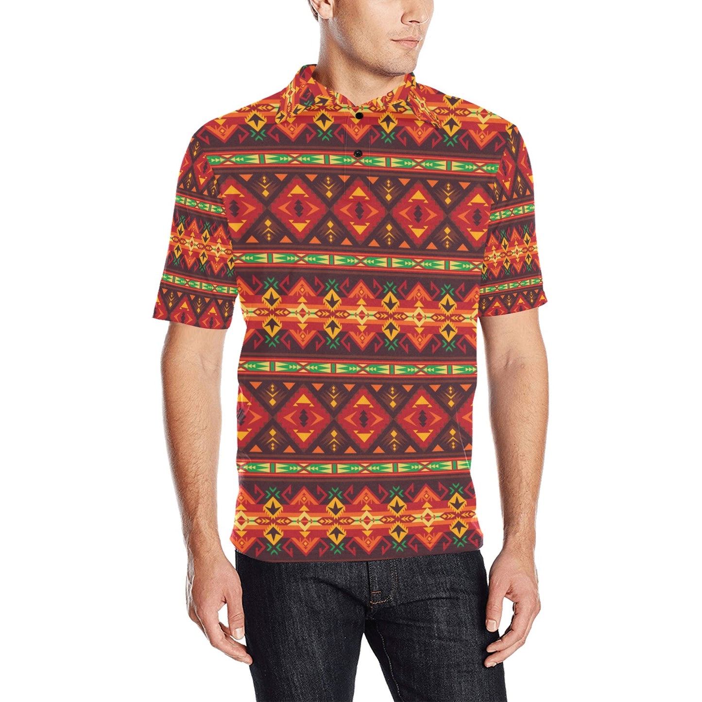 Southwest Pattern Print Design LKS309 Men Polo Shirt