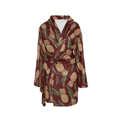 Pineapple Pattern Print Design PP013 Women's Fleece Robe