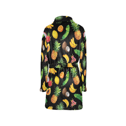 Tropical Fruits Pattern Print Design TF03 Women's Fleece Robe