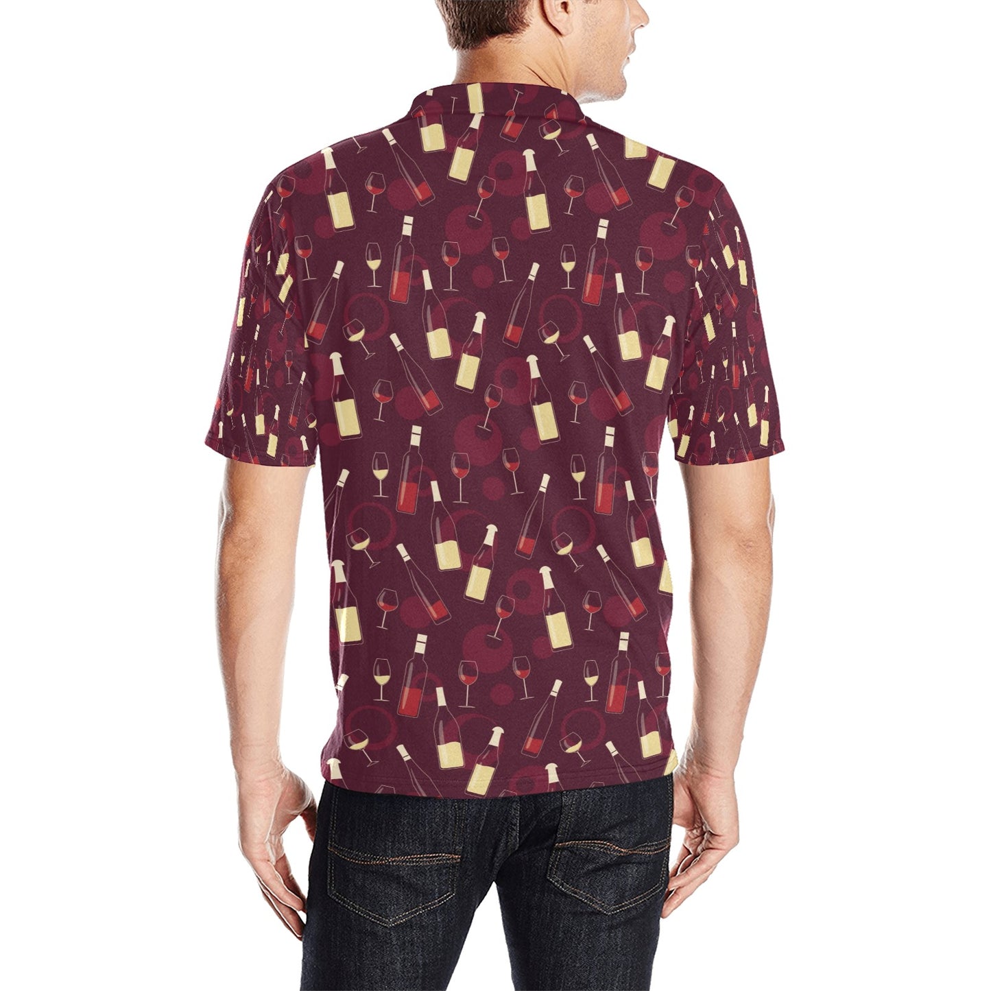 Wine Themed Print Design LKS302 Men Polo Shirt