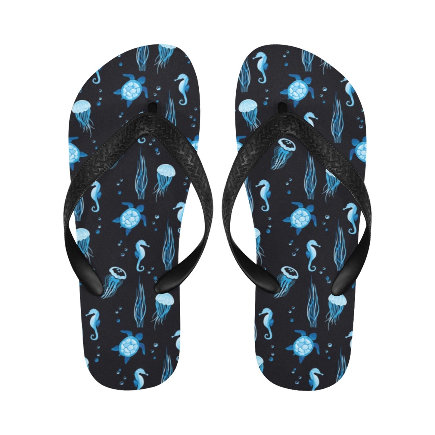 Sea Turtle Jelly Fish Sea Horse Print Design LKS3014 Flip Flops