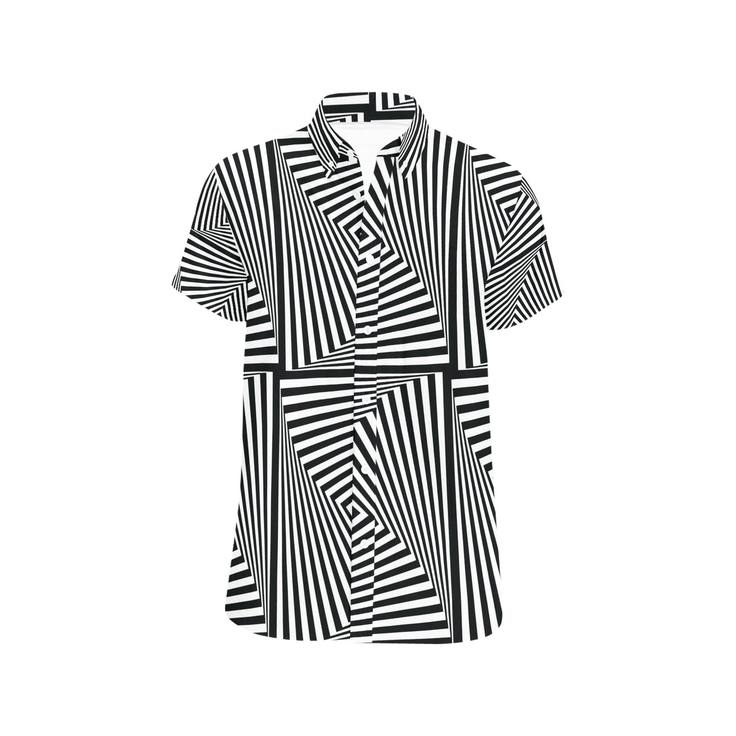 Vortex Print Design LKS302 Men Short Sleeve Button Up Shirt