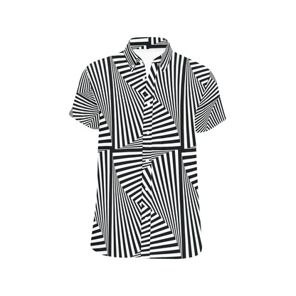Vortex Print Design LKS302 Men Short Sleeve Button Up Shirt