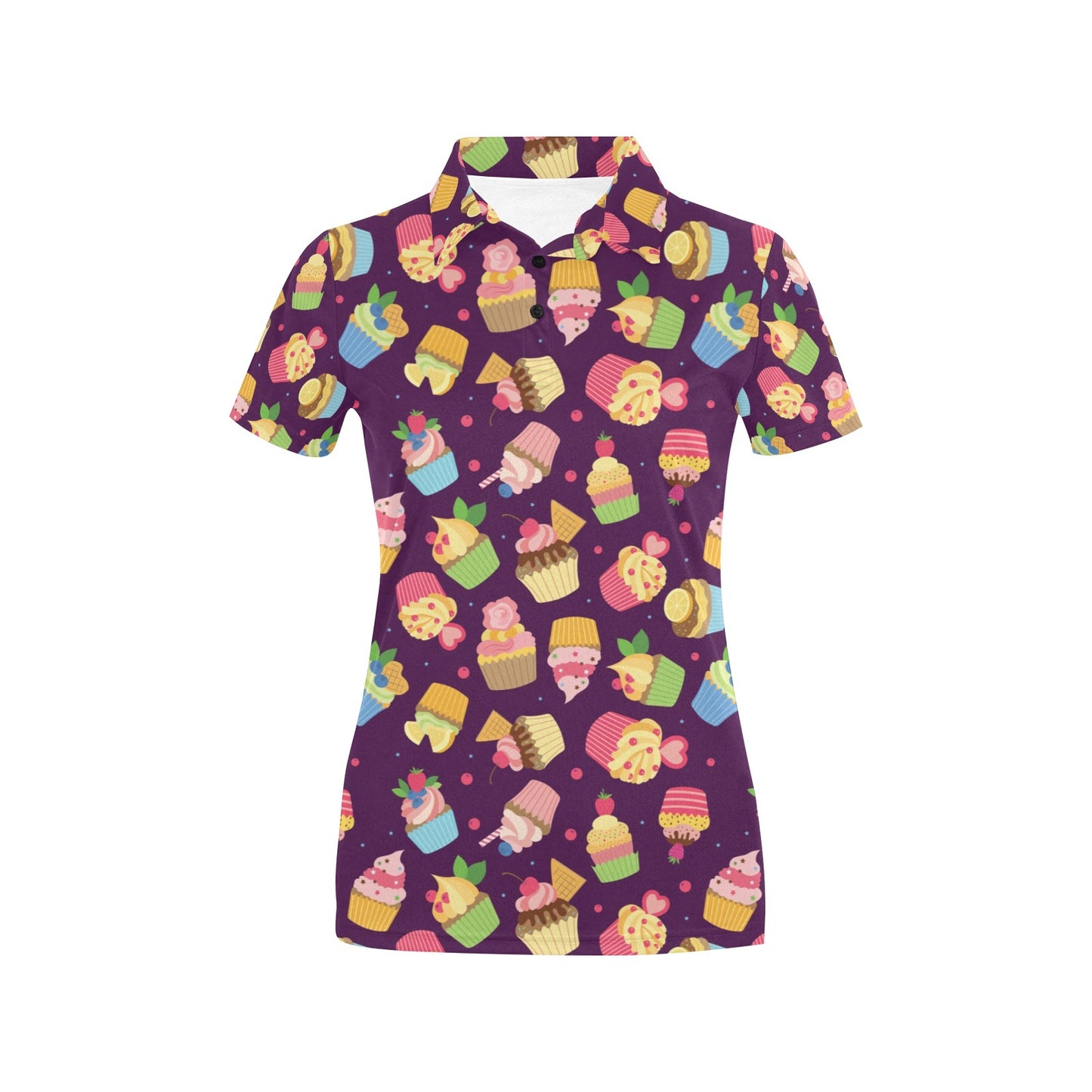 Cupcake Pattern Print Design 05 Women's Polo Shirt