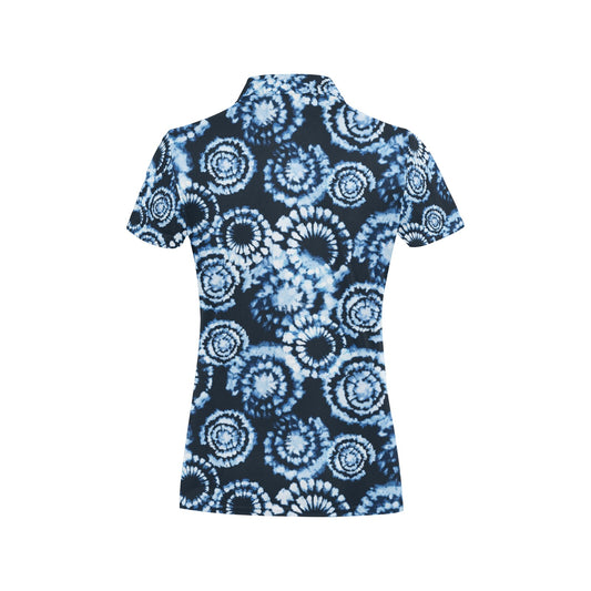 Tie Dye Dark Blue Print Design LKS306 Women's Polo Shirt