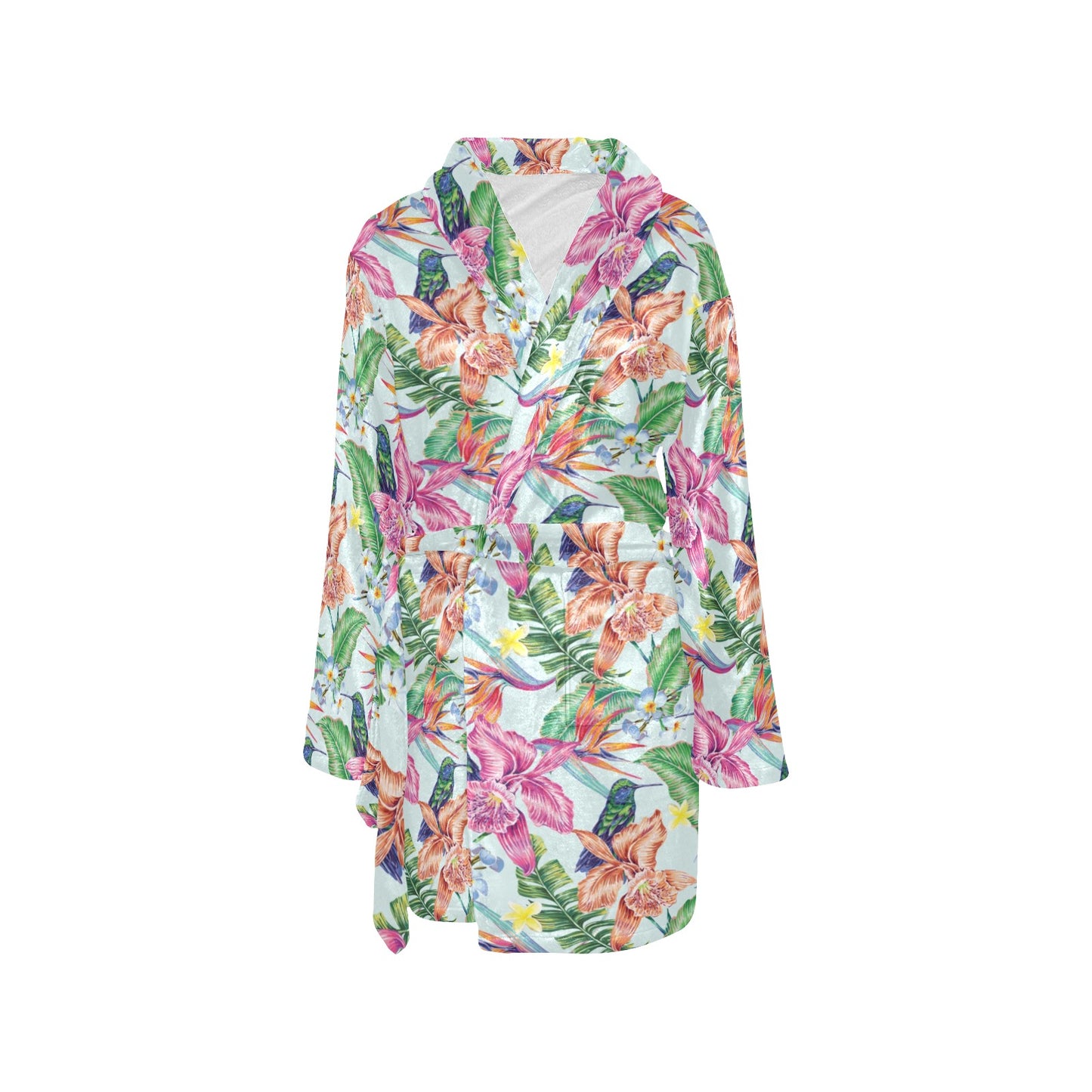 Hummingbird Tropical Pattern Print Design 05 Women's Fleece Robe