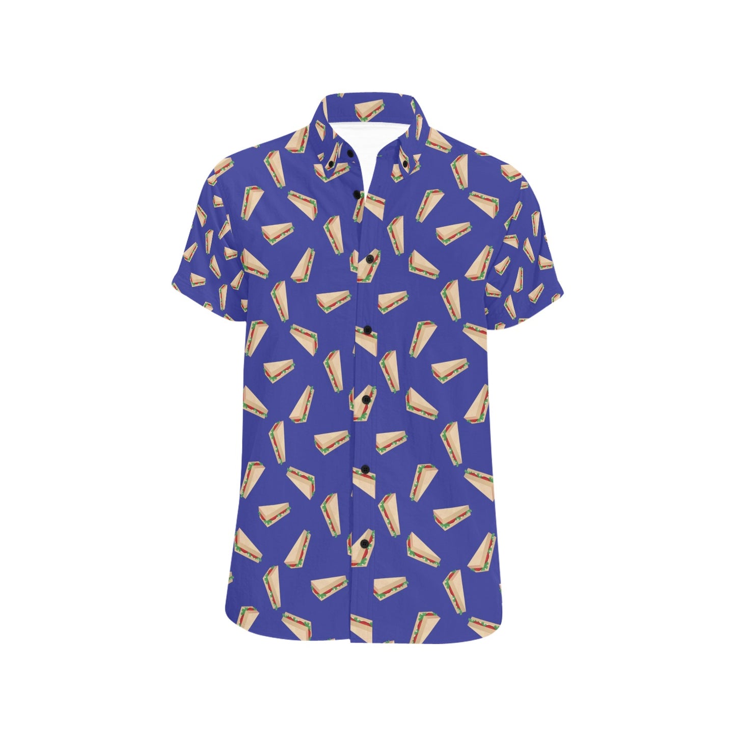 Sandwich Print Design LKS303 Men Short Sleeve Button Up Shirt