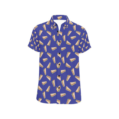 Sandwich Print Design LKS303 Men Short Sleeve Button Up Shirt