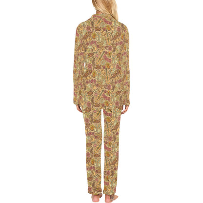 Hippie Print Design LKS305 Women's Long Pajama Set