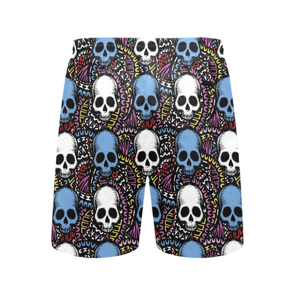 Skull Print Design LKS305 Men's Swim Trunks Beach Shorts