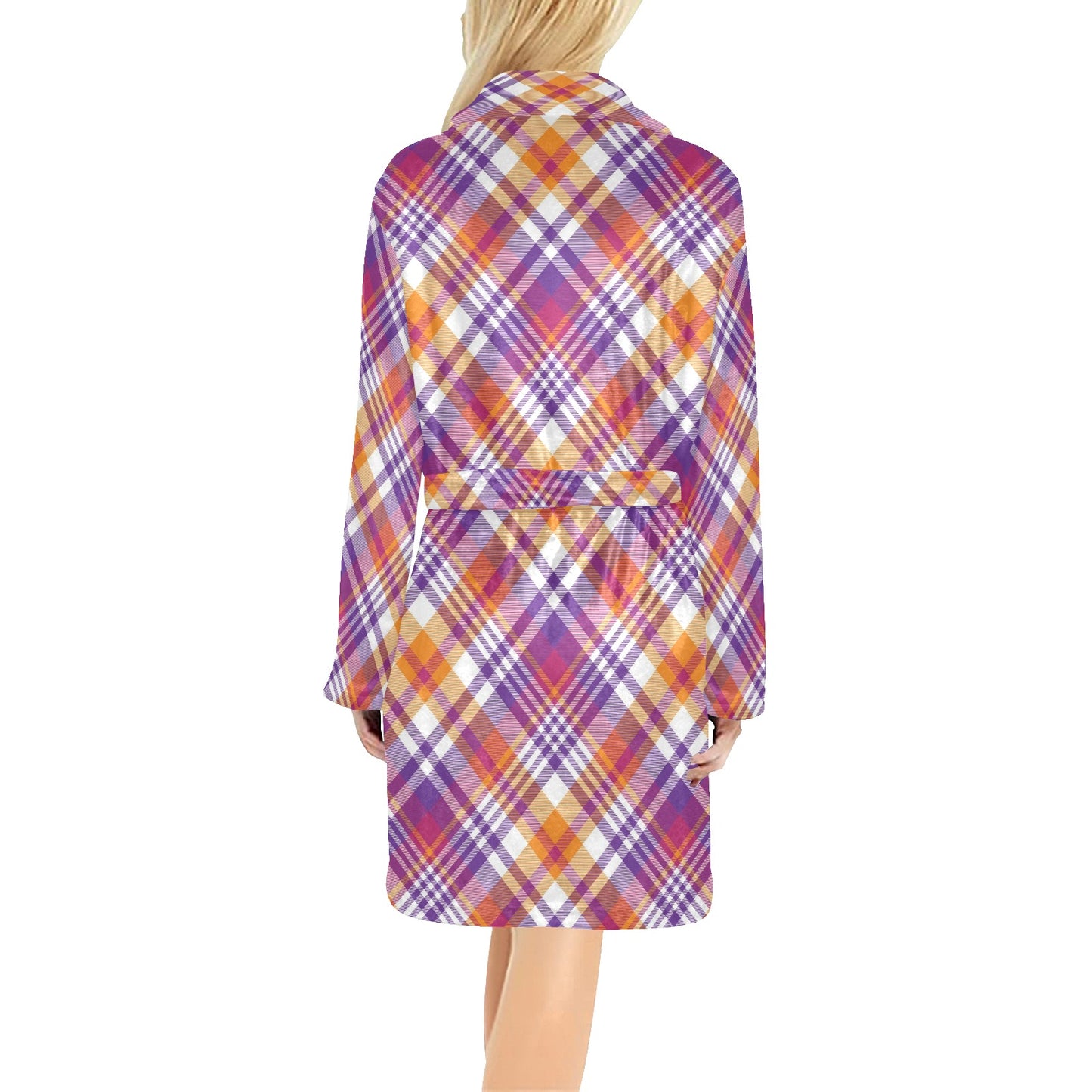 Madras Pattern Print Design 02 Women's Fleece Robe