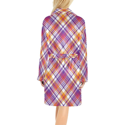 Madras Pattern Print Design 02 Women's Fleece Robe