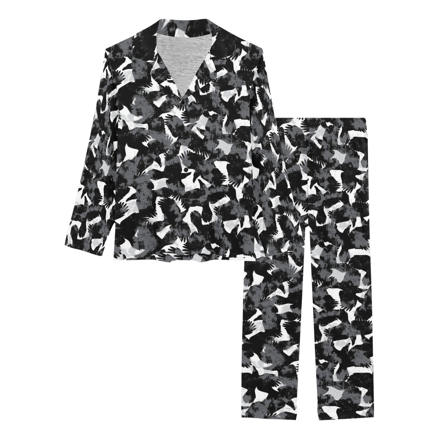 Crow Pattern Print Design 01 Women's Long Pajama Set