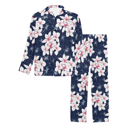 Plumeria Pattern Print Design PM017 Men's Long Pajama Set