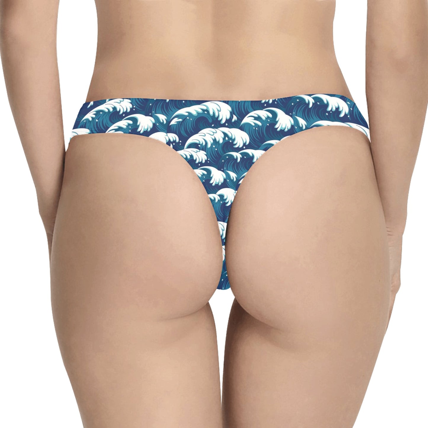 Ocean Wave Pattern Print Women's Thongs
