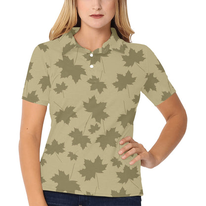 Maple Leaf Pattern Print Design 01 Women's Polo Shirt