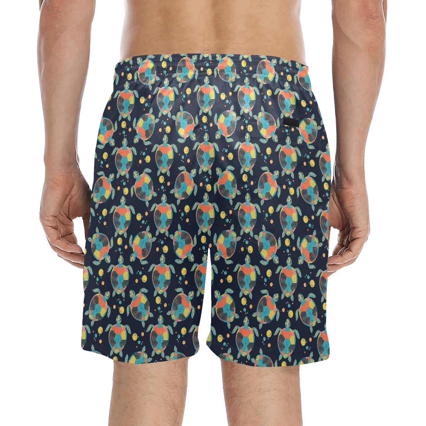 Sea Turtle Colorful with bubble Print Men's Swim Trunks Beach Shorts