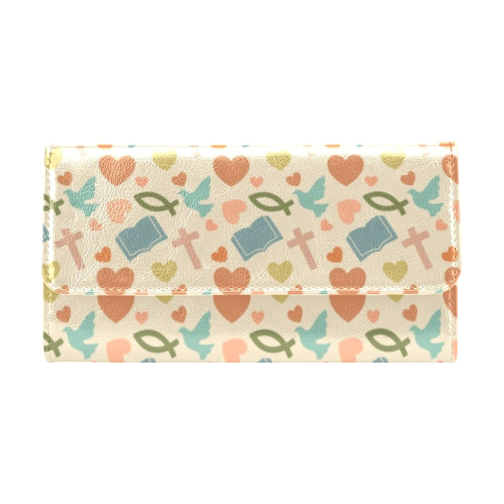 Christian Symbol Pattern Women's Trifold Wallet