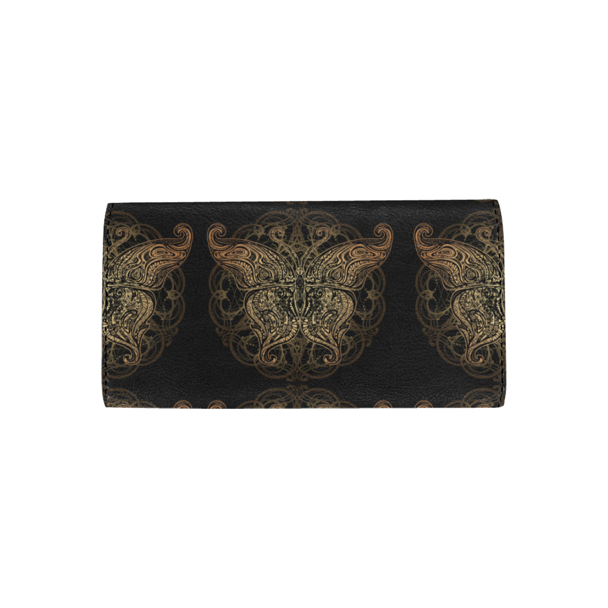 Gold Butterfly Ornamental Women's Trifold Wallet