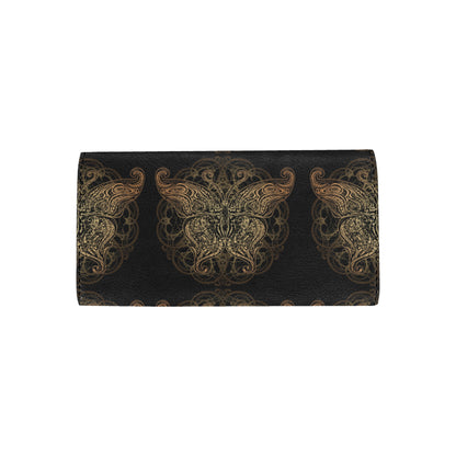 Gold Butterfly Ornamental Women's Trifold Wallet