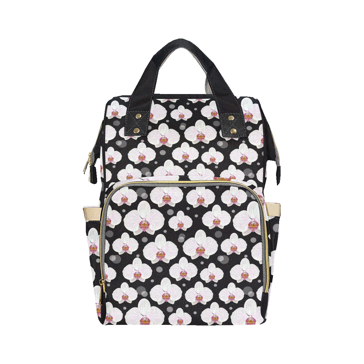 Orchid White Pattern Print Design OR09 Diaper Bag Backpack