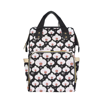 Orchid White Pattern Print Design OR09 Diaper Bag Backpack