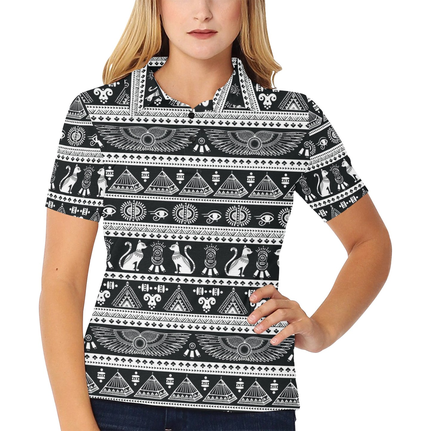 Tribal Pattern Print Design LKS305 Women's Polo Shirt