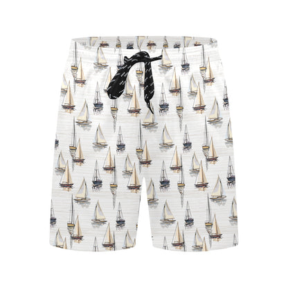Sailboat Paint Pattern Print Design LKS307 Men's Swim Trunks Beach Shorts