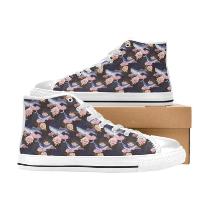 Blue Whale Print Design LKS401 Men's High Top Canvas Shoes