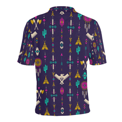 Native American Eagle Indian Pattern Men Polo Shirt