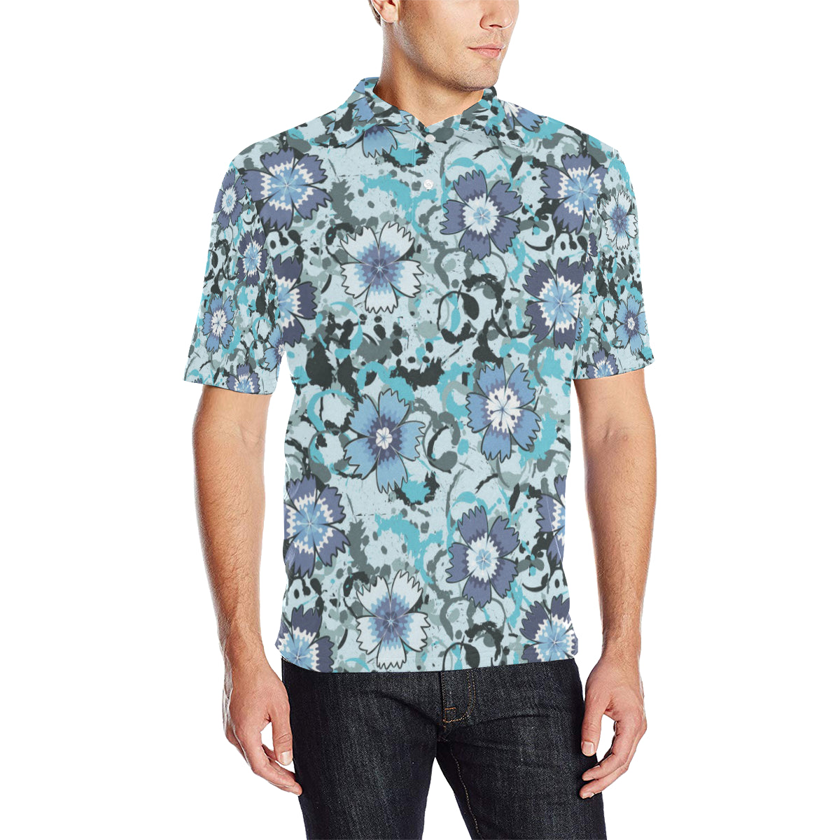 Carnations Pattern Print Design CN04 Men Polo Shirt