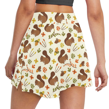 Squirrel Print Design LKS3010 17" Golf & Pickleball Skort with Pockets