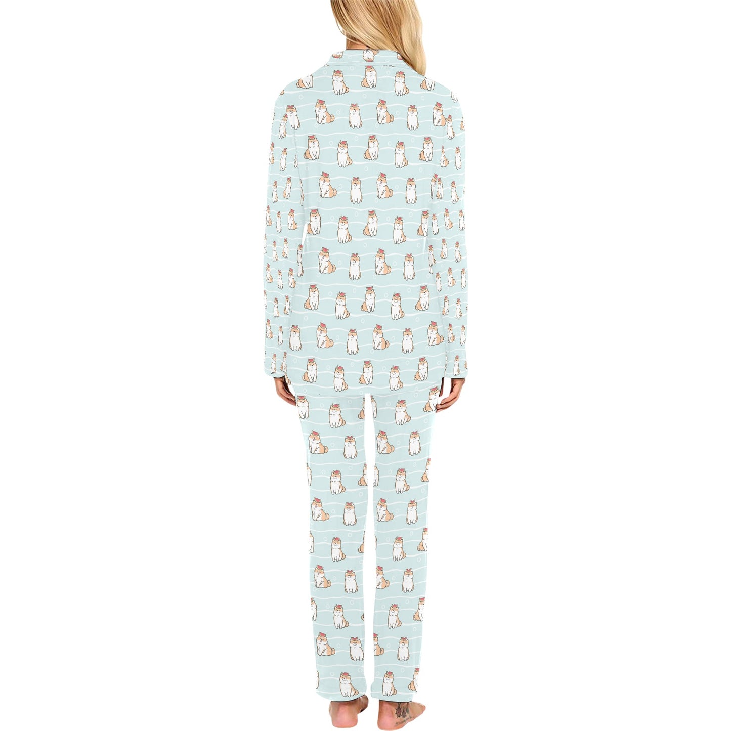 Shiba Inu Print Design LKS3011 Women's Long Pajama Set