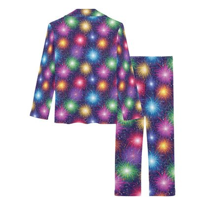 Firework Colorful Print Design LKS301 Women's Long Pajama Set
