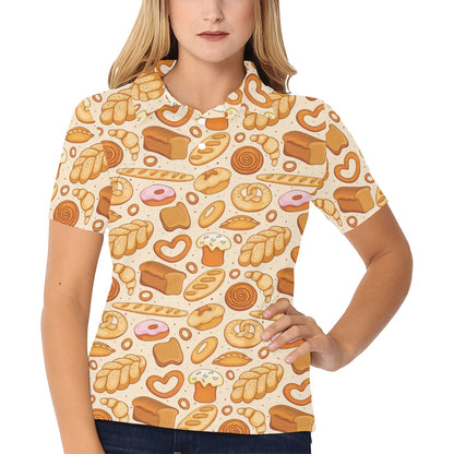 Bread Pattern Print Design 01 Women's Polo Shirt