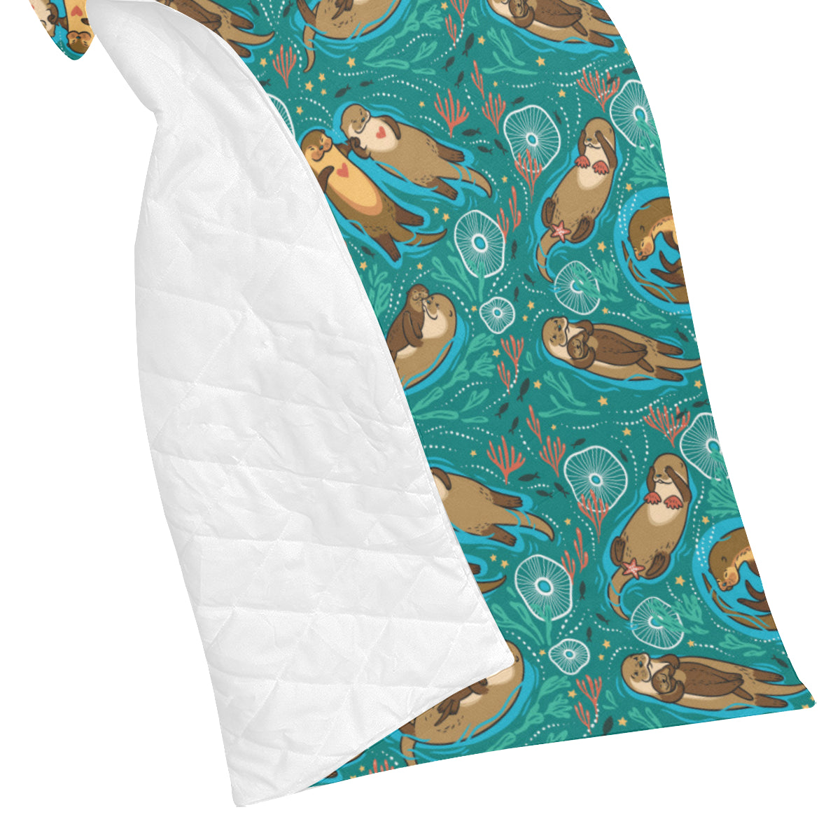 Sea Otter Pattern Print Design 01 Premium Quilt