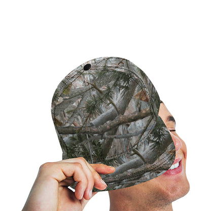 Camo Realistic Tree Forest Pattern Snapback Cap