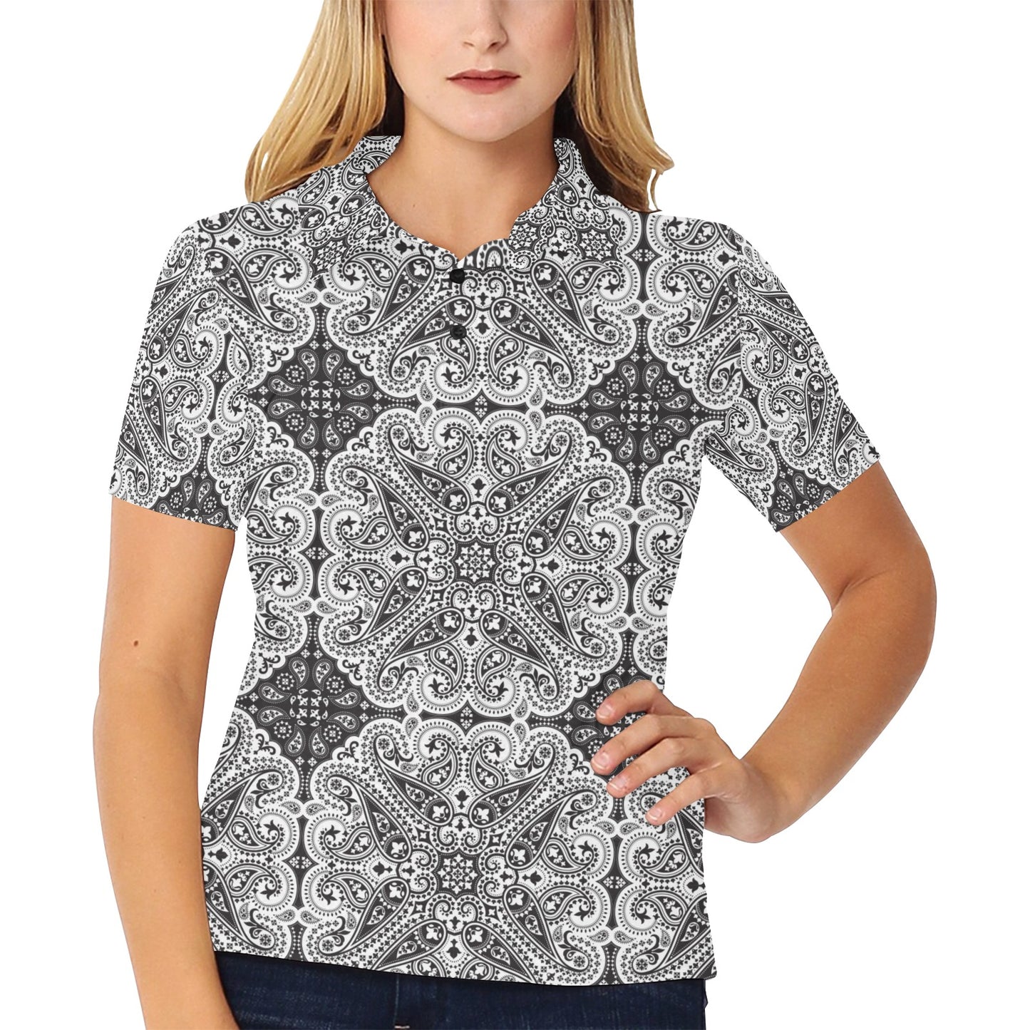 Bandana Print Design LKS309 Women's Polo Shirt