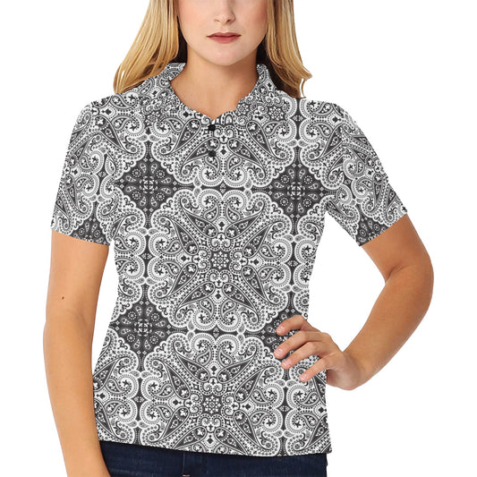 Bandana Print Design LKS309 Women's Polo Shirt