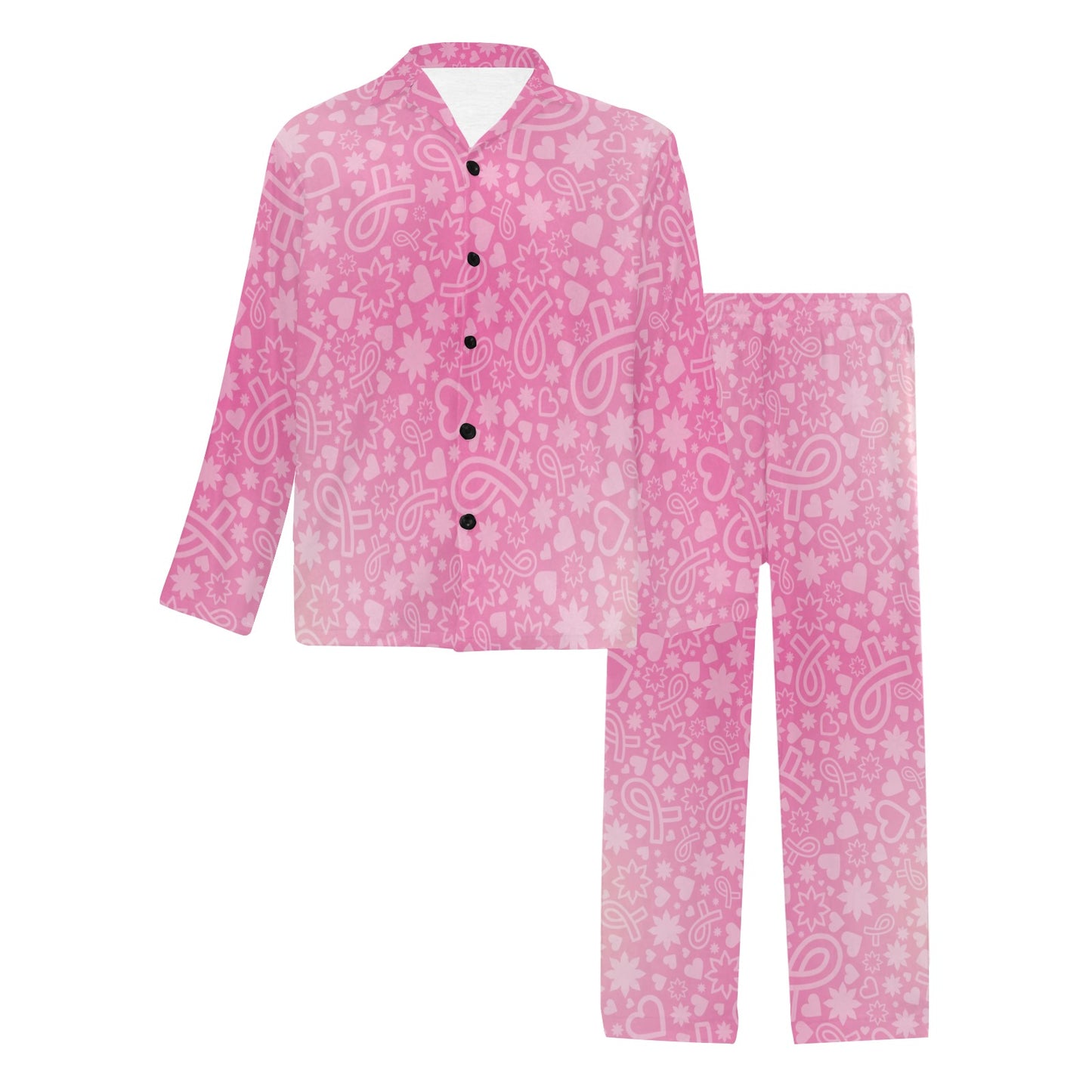 Breast cancer Pattern Print Design 02 Men's Long Pajama Set