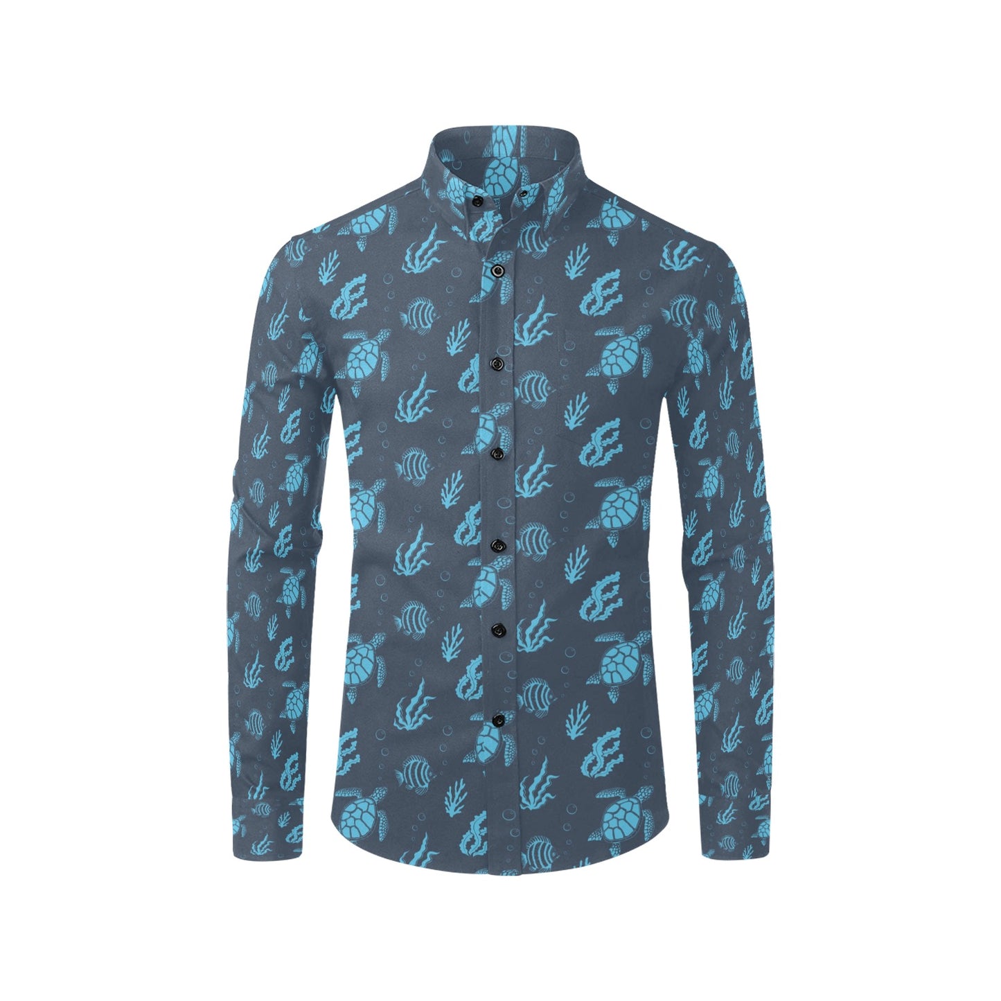 Sea Turtle Print Design LKS307 Men's Long Sleeve Dress Shirt