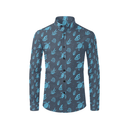 Sea Turtle Print Design LKS307 Men's Long Sleeve Dress Shirt