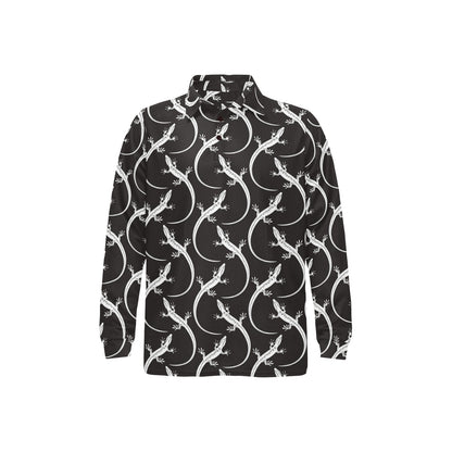 lizard Pattern Print Design 01 Long Sleeve Polo Shirt For Men's